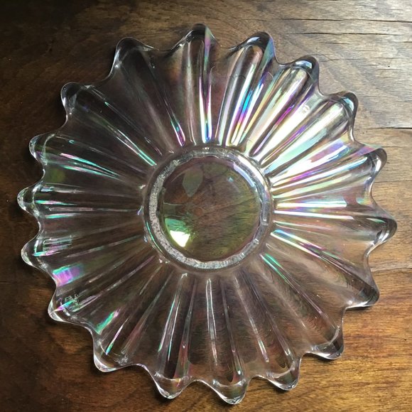 Vintage Iridescent Display Dish Bowl Flower Petal Design - Picture 8 of 9